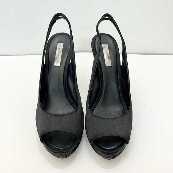 BCBGMAXAZRIA Ma-Lady Satin Embellished Platform Stiletto Heels | Size: 10B - Picture 4 of 15